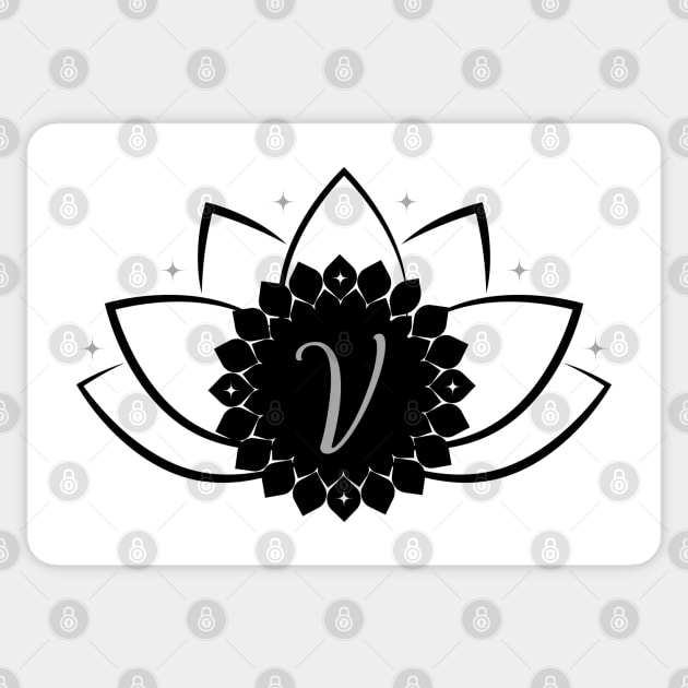 V - Lotus Flower Monogram Sticker by Mazzlo Shop